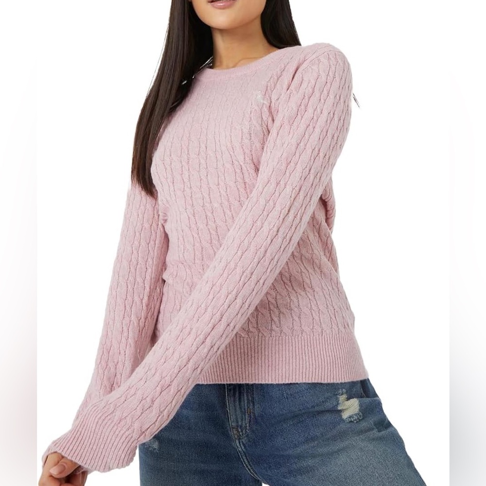 ✨ Jack Wills 100% Merino Wool Cable Knit Sweater – Blush Preppy Chic Luxe✨